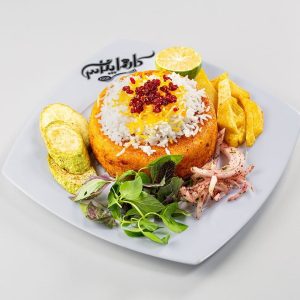ته چین مرغ با دورچین